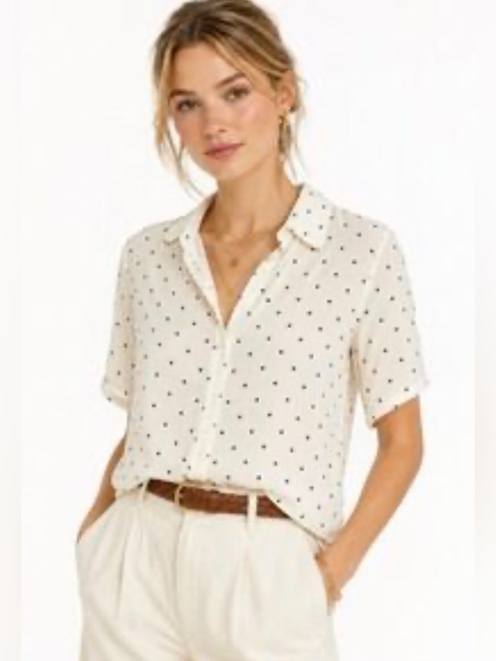Les Serein Kristine Button Down Shirt Off-White - L